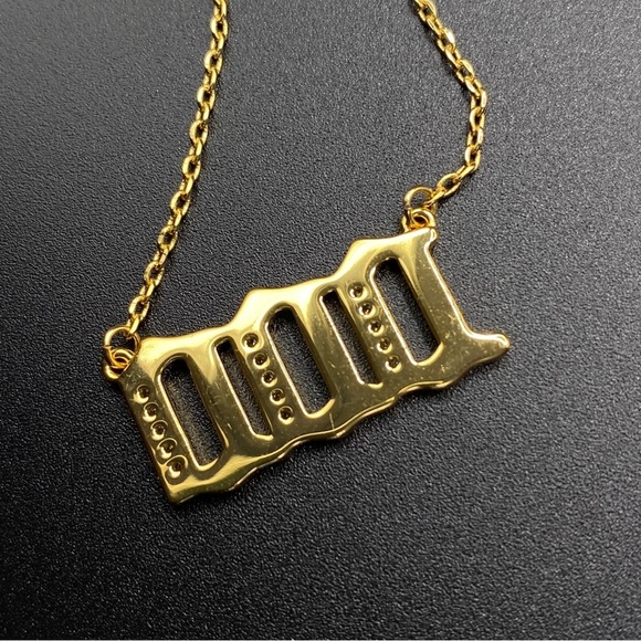 Angel Number 000 Pendant Necklace Gold Plated CZ - Picture 3 of 6